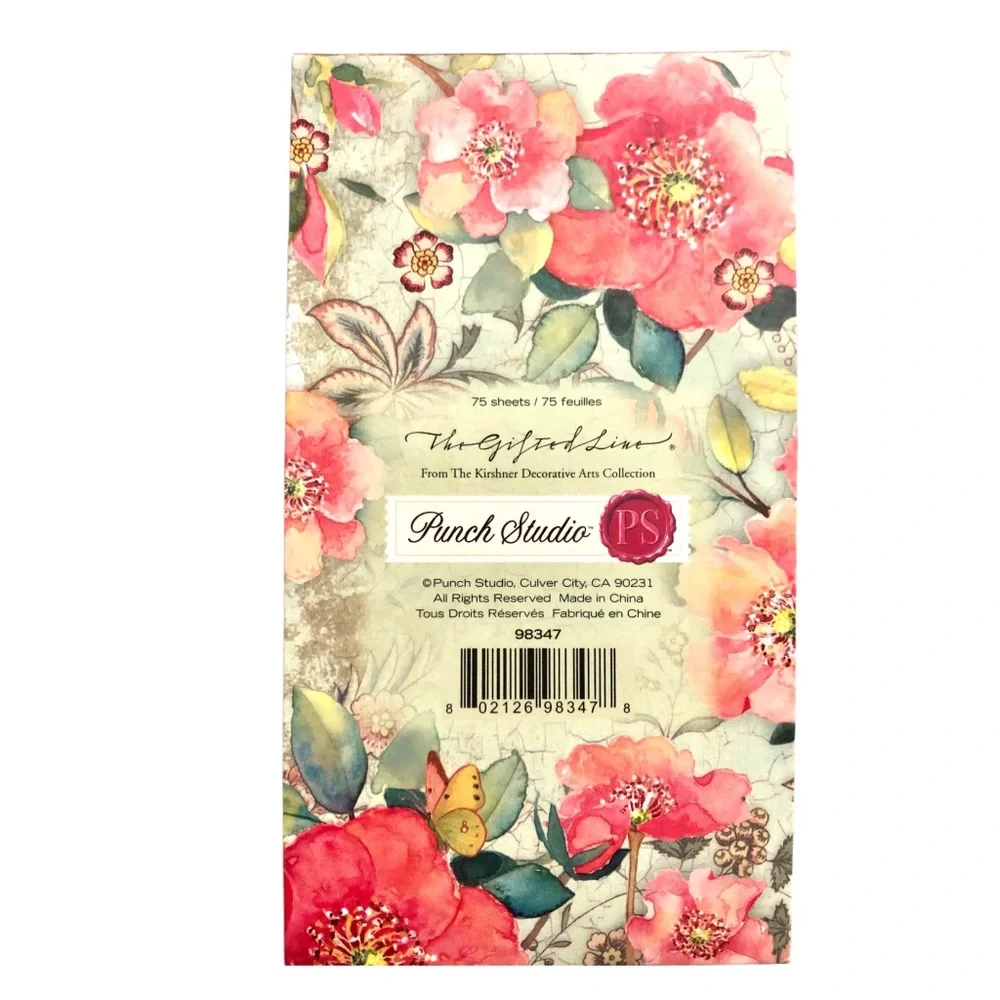Punch Studio Embellished Long Notepad:  Floral 
